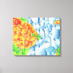 Orange food still life cubism style illustration canvas print