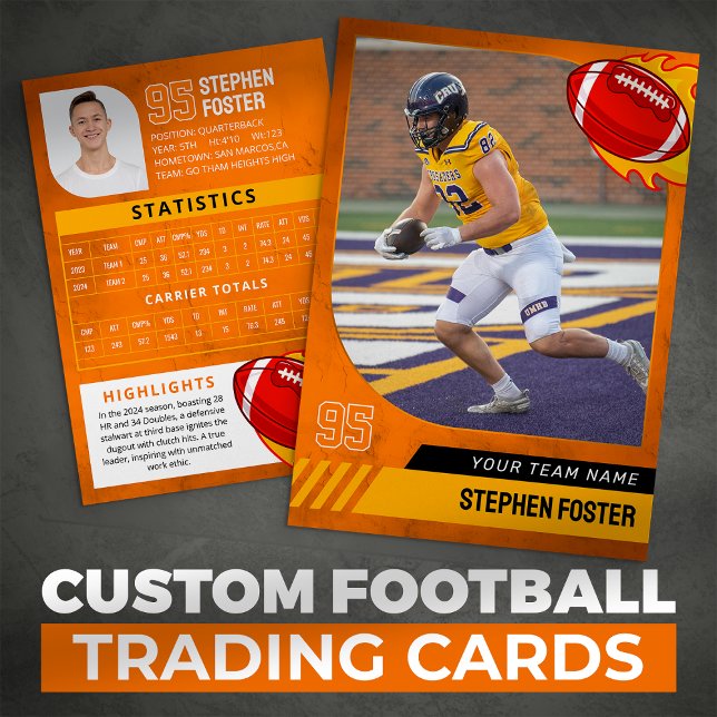 Orange Football Carte de commerce Sport Player Pho (Créateur téléchargé)