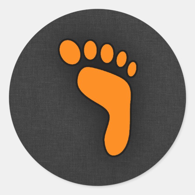 Orange Footprint Classic Round Sticker (Front)