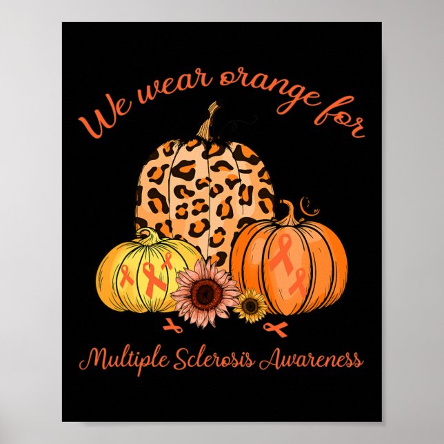 Orange For Multiple Sclerosis Awareness Pumpkin Gi Poster (Front)