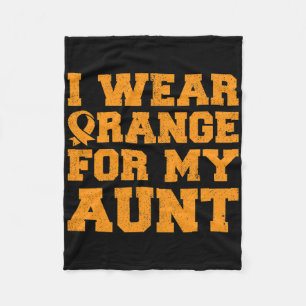 Orange For My Aunt Leukaemia Awareness Cancer Niec Fleece Blanket