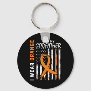 Orange For My Godfather Leukemia Cancer Awareness Keychain