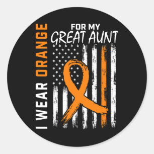Orange For My Great Aunt Leukaemia Cancer Awarenes Classic Round Sticker