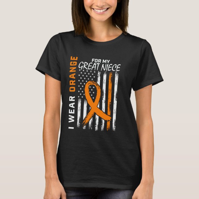 Orange For My Great Niece Multiple Sclerosis Aware T-Shirt (Front)