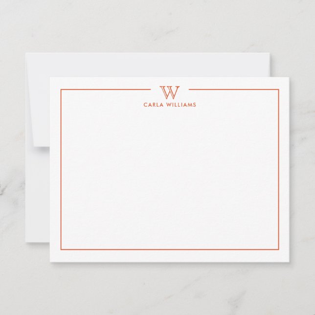 Orange Formal Classic Family Monogram Minimal Card (Front)