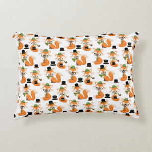 Orange Fox Autumn Trees Forest Hipster Glasses Fox Accent Pillow