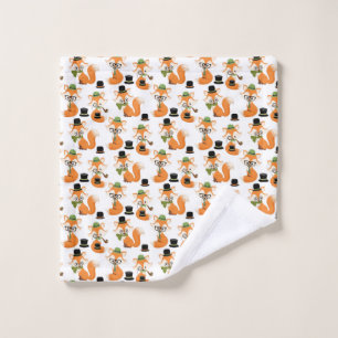 Orange Fox Autumn Trees Forest Hipster Glasses Fox Wash Cloth