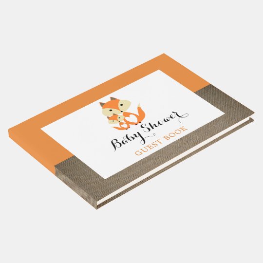 Orange Fox Burlap Baby Shower Guest Book