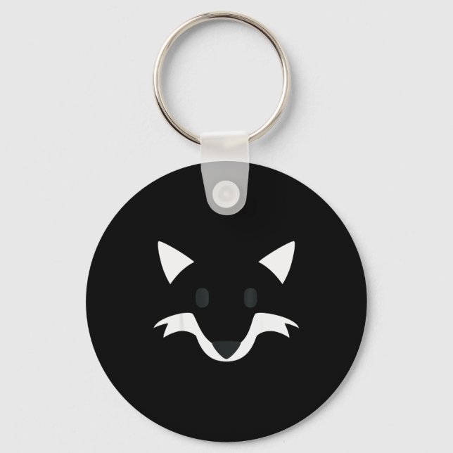 Orange Fox Face Halloween Apparel Matching Group F Keychain (Front)