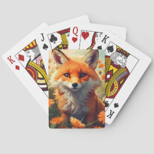 Orange fox illustration playing cards