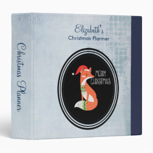 Orange Fox in Red Santa Hat Merry Christmas Binder