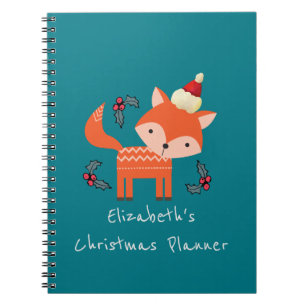 Orange Fox In Santa Hat Christmas Plans Customized Notebook