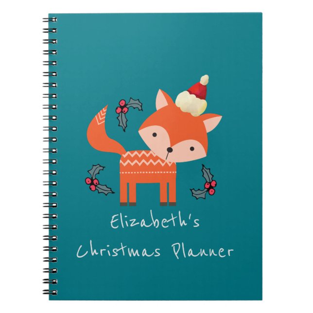 Orange Fox In Santa Hat Christmas Plans Customized Notebook (Front)