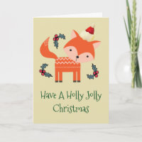 Orange Fox In Santa Hat Whimsical Christmas Custom