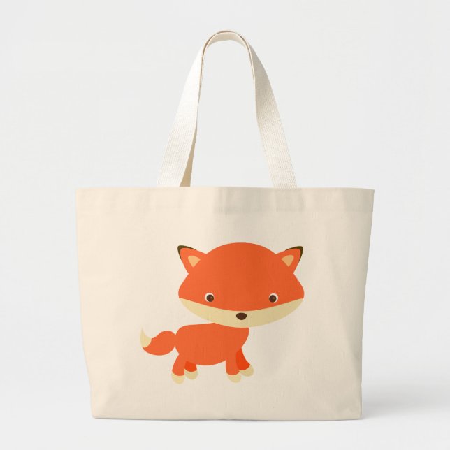 Orange fox large tote bag (Front)