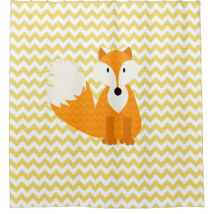 Orange Fox on Yellow Chevron Stripes