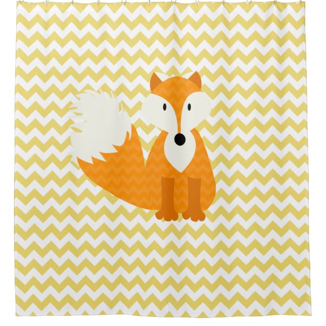 Orange Fox on Yellow Chevron Stripes (Front)