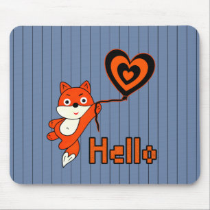 Orange fox with heart gel mouse pad