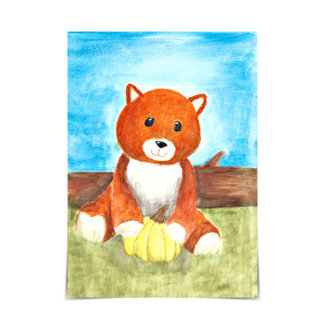 Orange Fox With Pumpkin Autumn Greeting Card