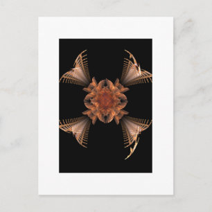 Orange Fractal Art Floral Design Postcard