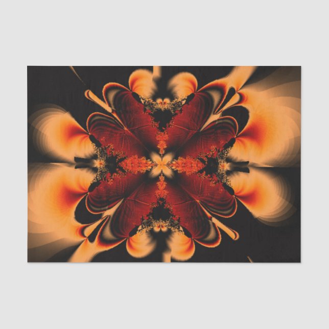 Orange Fractal Flower Tissue Paper (Front)