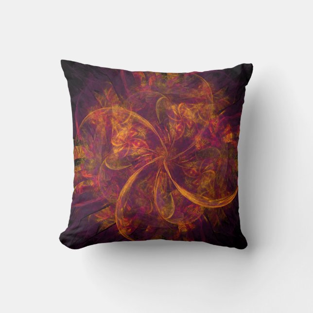 Orange Fractal Throw Pillow (Front)