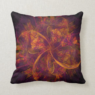 Orange Fractal Throw Pillow
