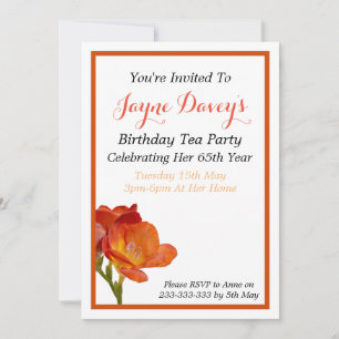Orange Freesia Flower Invitation d'anniversaire
