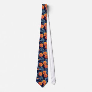 Orange French Marigold (Tagetes Patula) flowers Tie