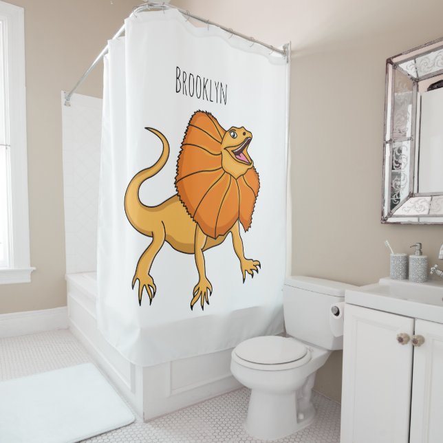 Orange frilled-neck lizard cartoon illustration (In Situ)