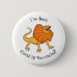 Orange frilled-neck lizard cartoon illustration 2 inch round button