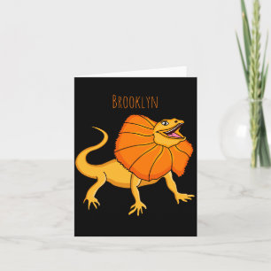 Orange Frilled Neck Lizard Cartoon Illustration Ba Card