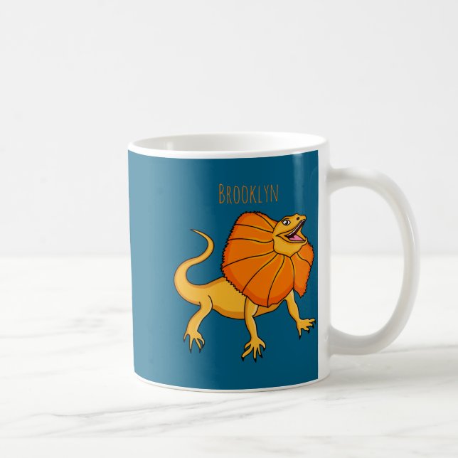 Orange Frilled Neck Lizard Cartoon Illustration Ba Coffee Mug (Right)