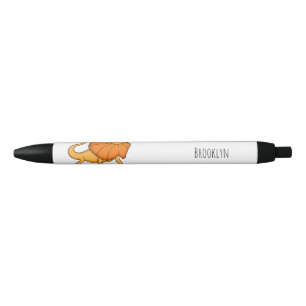 Orange frilled-neck lizard cartoon illustration black ink pen