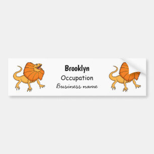 Orange frilled-neck lizard cartoon illustration bumper sticker
