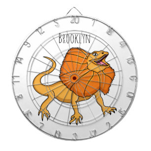 Orange frilled-neck lizard cartoon illustration dartboard