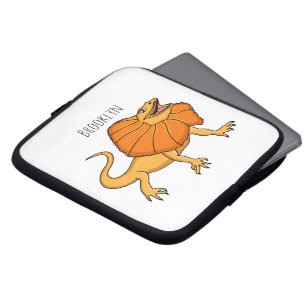 Orange frilled-neck lizard cartoon illustration laptop sleeve
