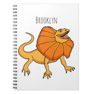 Orange frilled-neck lizard cartoon illustration notebook