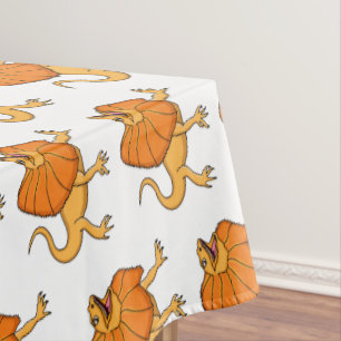 Orange frilled-neck lizard cartoon illustration tablecloth
