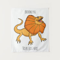 Orange frilled-neck lizard cartoon illustration