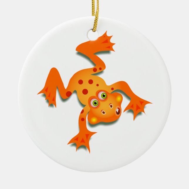 Orange Frog Ceramic Ornament (Front)