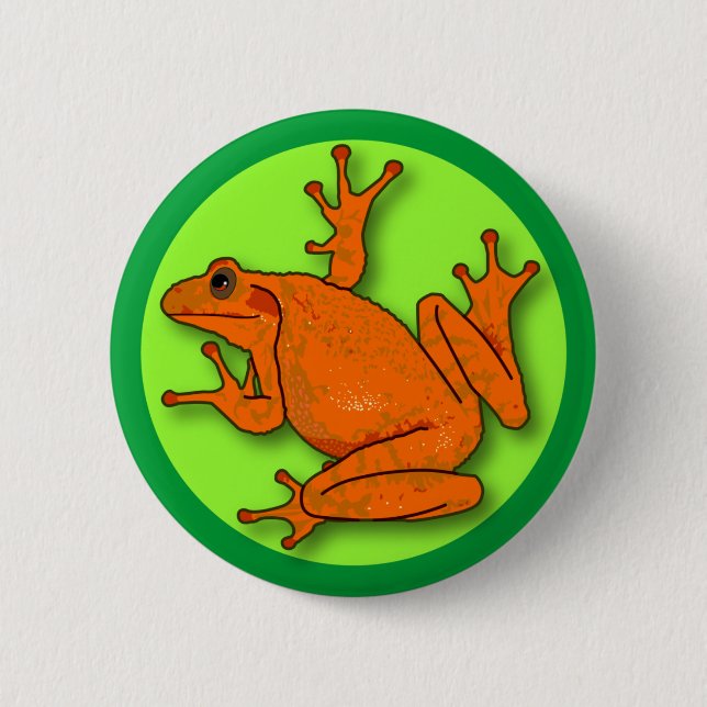 Orange Frog Round Button (Front)