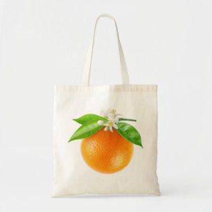Orange fruit and flowers tote bag