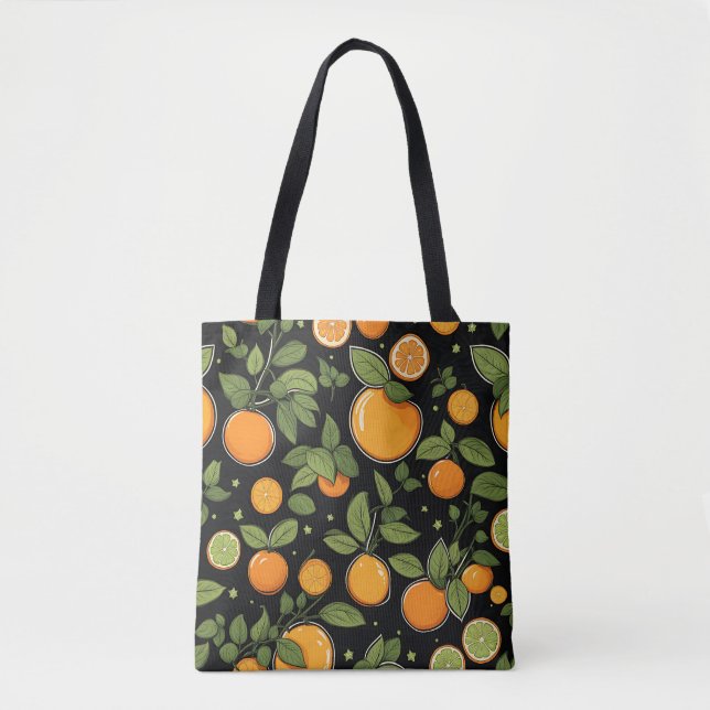 Orange Fruit And Leaves Tote Bag (Front)