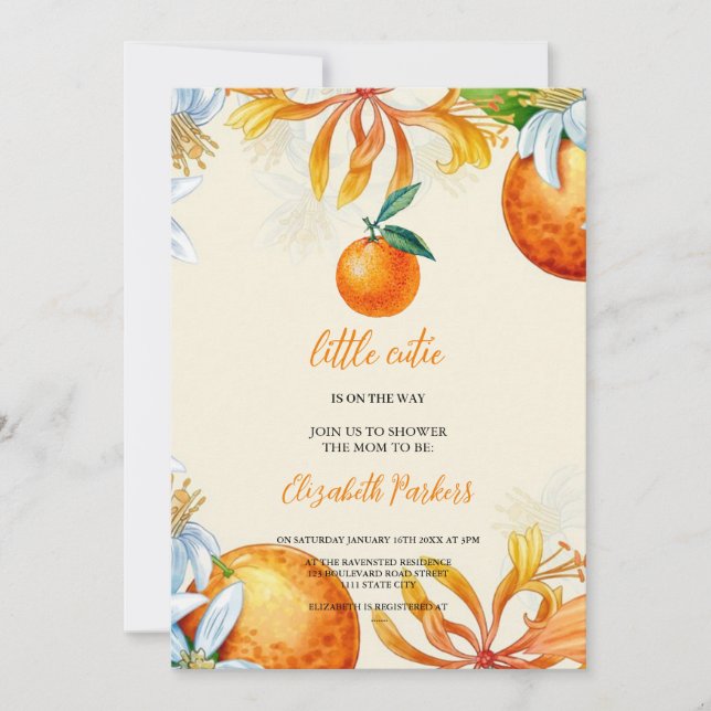 orange fruit babyshower invitation (Front)