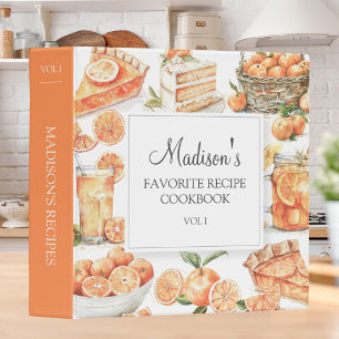 Orange Fruit Cakes and Drinks Recipe Cookbook Binder