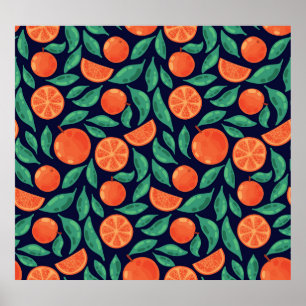 Orange Fruit: Colourful Vintage Seamless Poster
