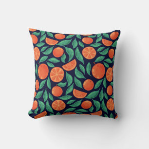 Orange Fruit: Colourful Vintage Seamless Throw Pillow