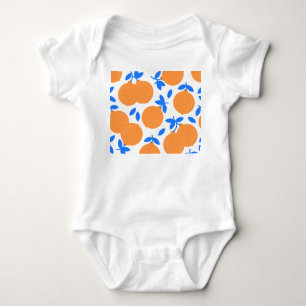 Orange Fruit: Exquisite Blue-Twigged Pattern. Baby Bodysuit