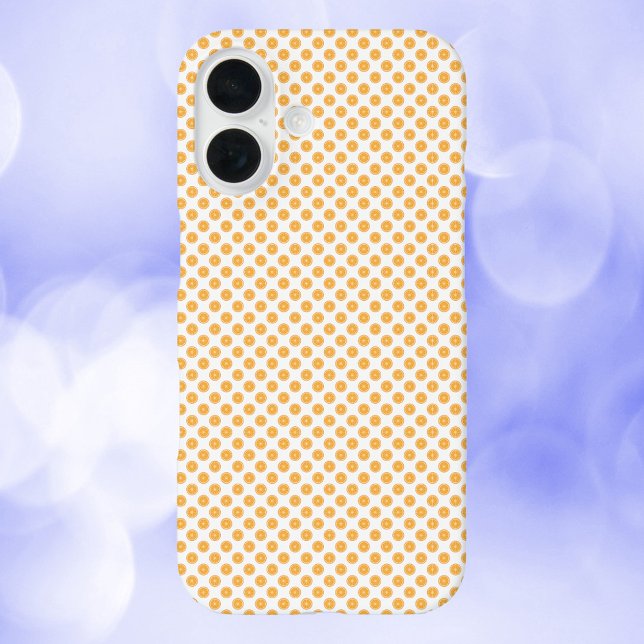 Orange Fruit Food Pattern iPhone 16 Case (A phone case with a fun pattern of orange fruit slices.)